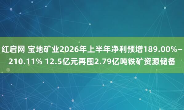 红启网 宝地矿业2026年上半年净利预增189.00%—210.11% 12.5亿元再囤2.79亿吨铁矿资源储备